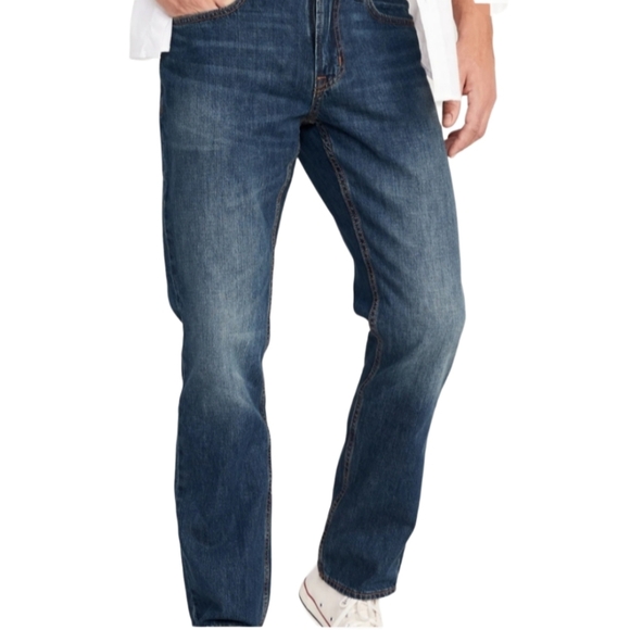 Old Navy Famous Jeans Mens 29x30 Blue Denim Straight Leg Dark Blue Wash - Picture 1 of 5